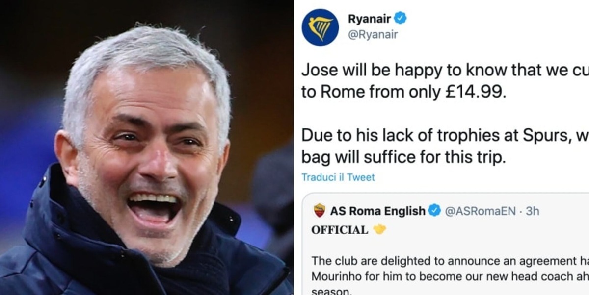Mourinho alla Roma, la Ryanair ci scherza su: ecco il messaggio