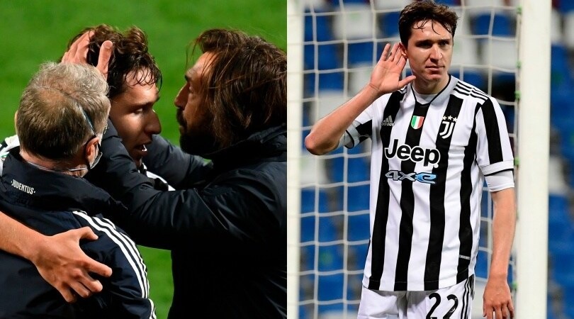 Juve, l'esultanza di Chiesa e l'abbraccio con Pirlo