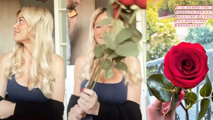 Diletta Leotta, rose rosse in regalo