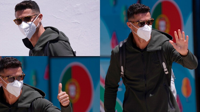 L'arrivo del Portogallo a Siviglia. Cristiano Ronaldo saluta