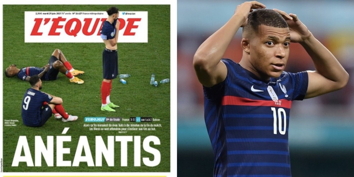 Francia ko a Euro 2020, L’Equipe in prima pagina: “Annientati”