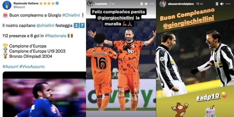 Juve, dalla Nazionale a Del Piero: quanti auguri per capitan Chiellini!