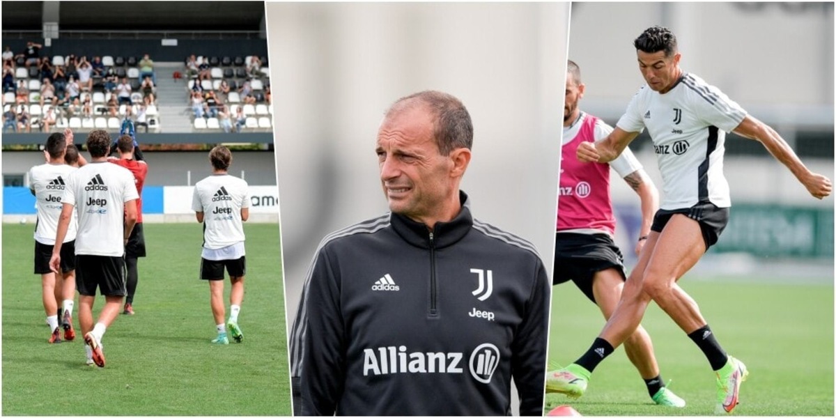 Juve, allenamento a porte aperte: Ronaldo in campo, poi si ferma