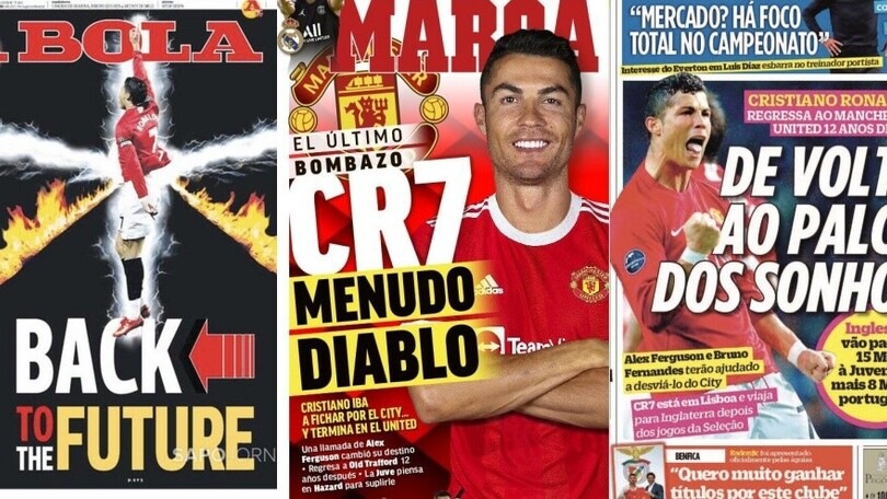 "Ritorno al futuro" di Ronaldo al Manchester United: le prime pagine
