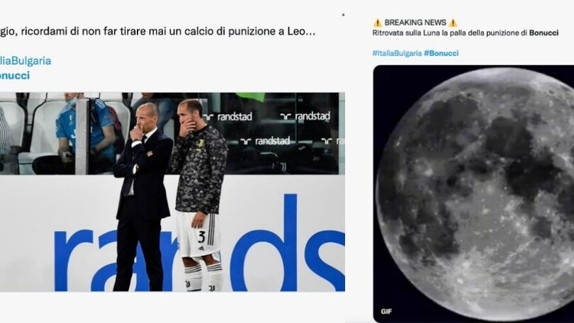 Bonucci spara alto: ironie e meme sulla punizione in Italia-Bulgaria