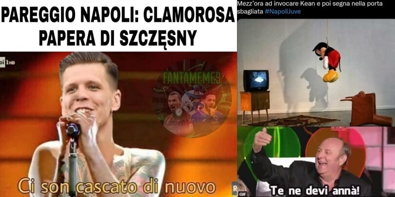 Napoli-Juve, quanti errori: Szczesny e Kean bersagli dell'ironia social