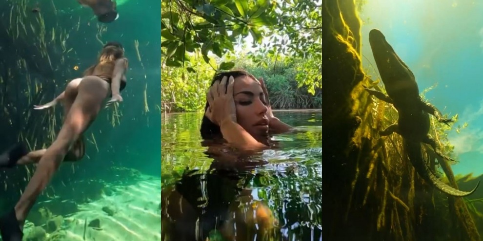 Madalina Ghenea e gli sport estremi: immersione da paura tra i coccodrilli!