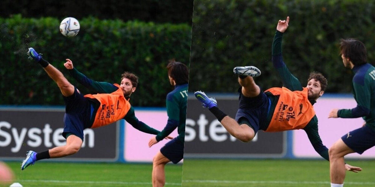Italia, super Locatelli davanti a Mancini: che rovesciata!