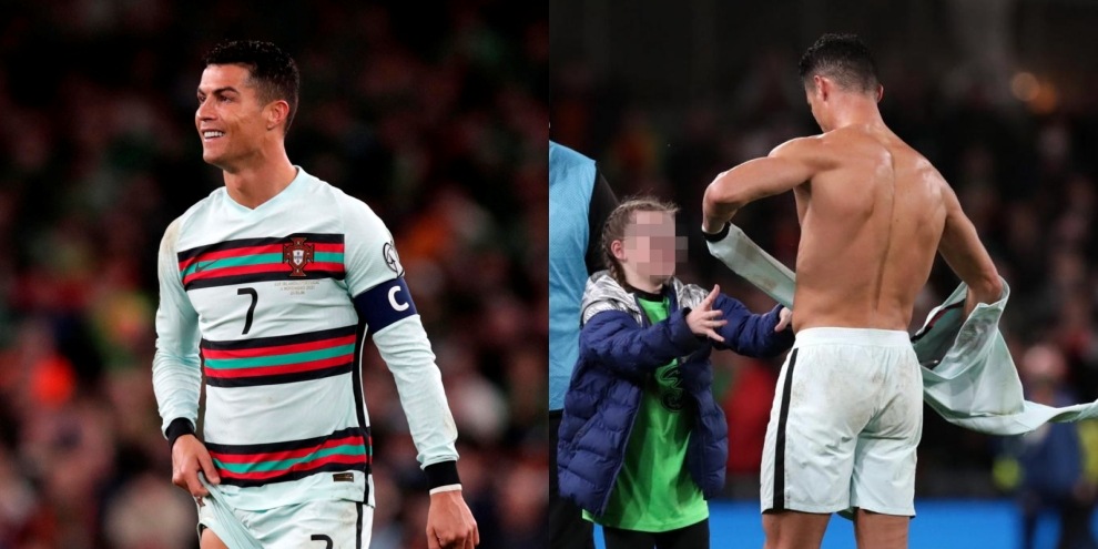 Cristiano Ronaldo commosso: regala la maglia alla piccola tifosa
