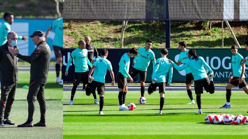 Portogallo, Ronaldo guida l'allenamento. Santos osserva