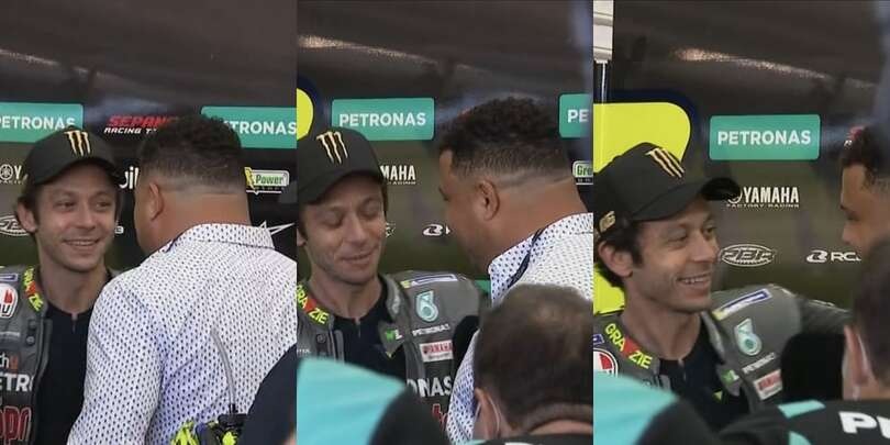Valentino Rossi e l'abbraccio con Ronaldo il Fenomeno