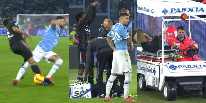 Danilo ko in Lazio-Juve: lascia il campo in barella dopo lo scontro con Hysaj
