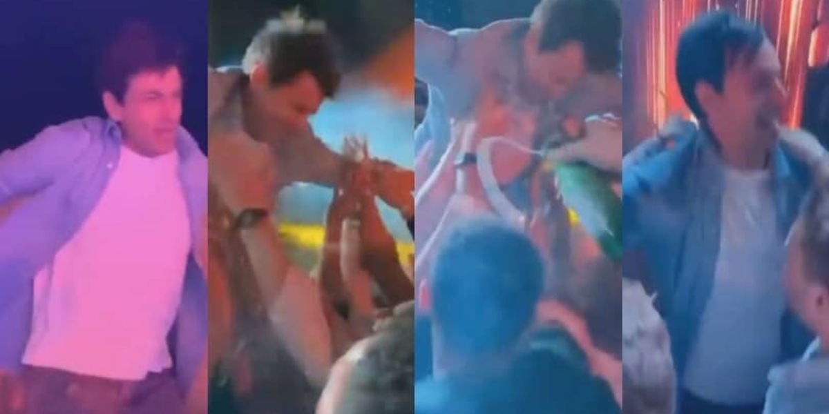 Toto Wolff anima del party Mercedes: fa surf sulla folla come una rockstar