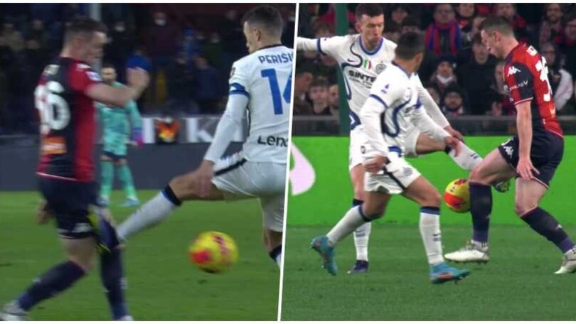 Genoa-Inter, il durissimo intervento di Perisic su Hefti