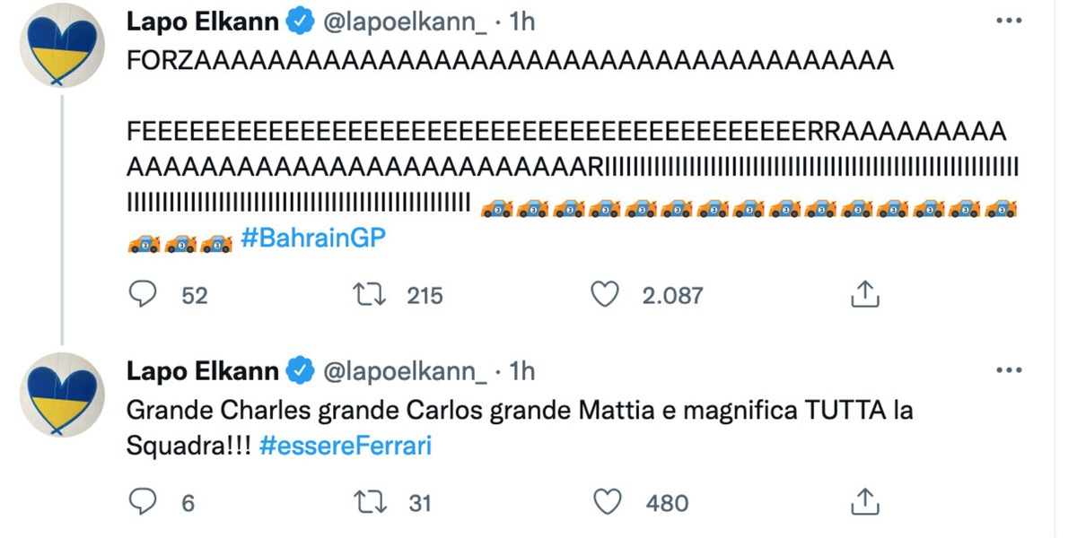 Lapo Elkann esulta per la Ferrari: «Grandi tutti, magnifica squadra!»