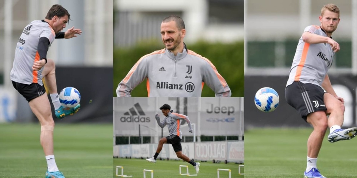 Juve, Vlahovic show in allenamento e Bonucci se la ride