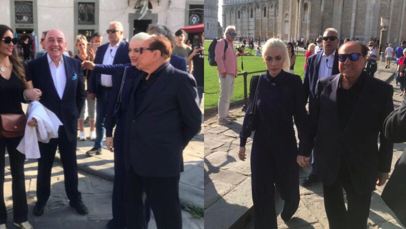 Berlusconi, visita con Galliani a piazza dei Miracoli prima della finale playoff