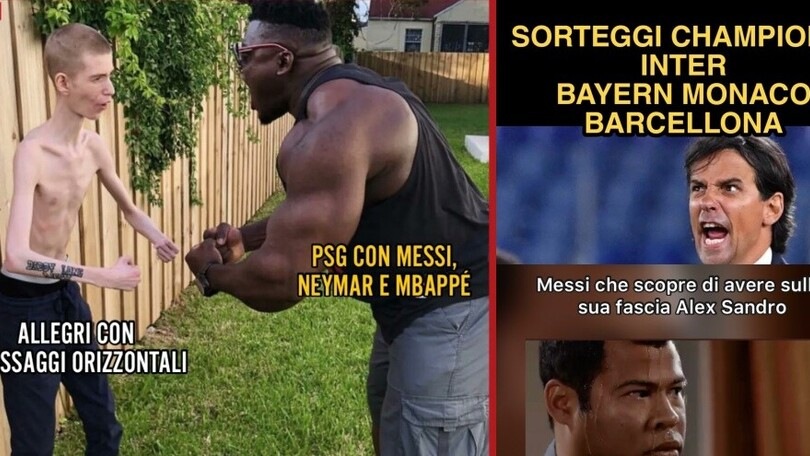 Champions, la Juve pesca il Psg, l'Inter Bayern e Barcellona: meme e ironie sui social
