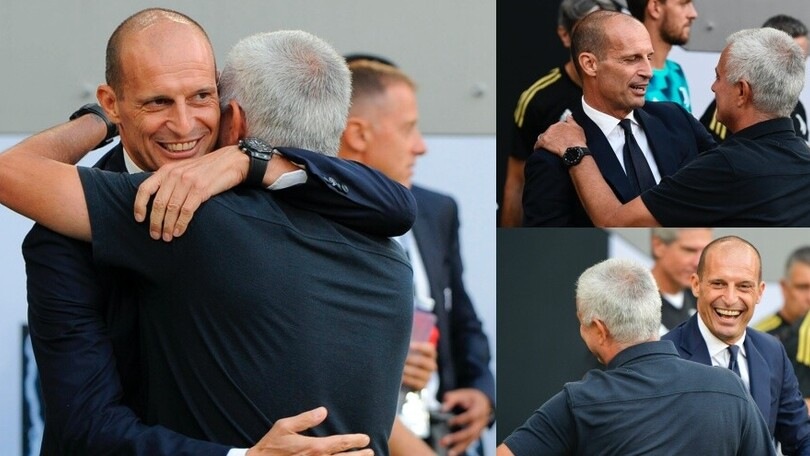 Allegri e Mourinho, abbracci e risate prima di Juve-Roma