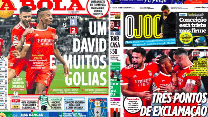 Juve-Benfica sui quotidiani portoghesi: "Tre punti esclamativi"
