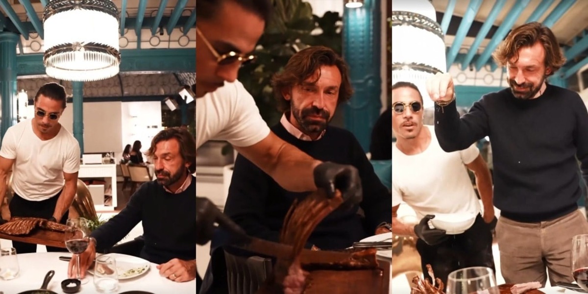 Pirlo e Nusr Et, dal calcio al sale: la cena è tra maestri