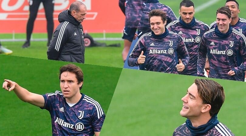 Juventus, Allegri studia le mosse per il Benfica. Vlahovic e Chiesa, intesa e sorrisi