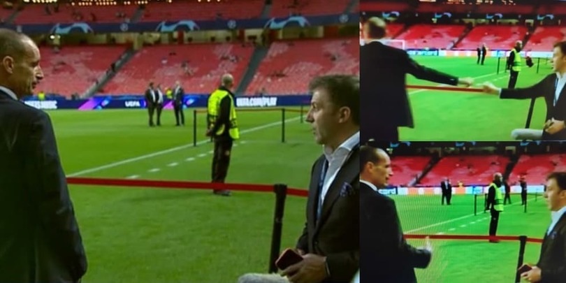 Benfica-Juventus, Del Piero e Allegri: colloquio e stretta di mano