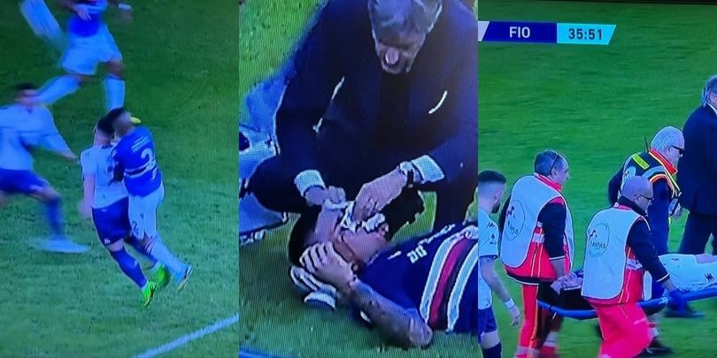 Amione shock: maschera di sangue dopo un violentissimo scontro in Sampdoria-Fiorentina