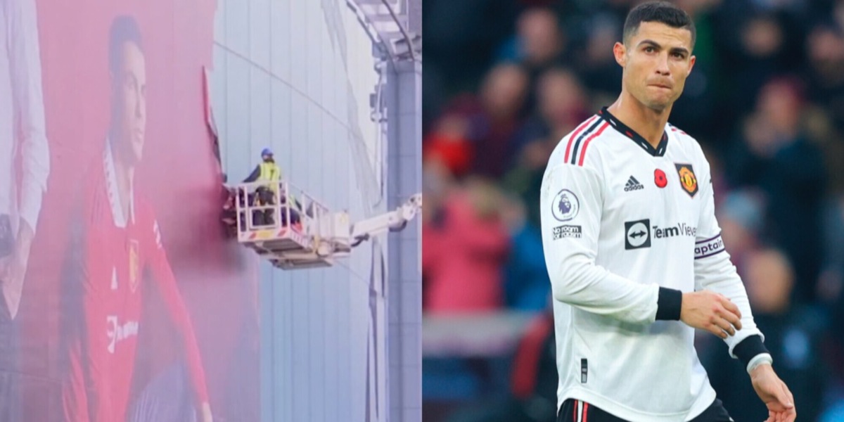 Ronaldo-United, se mi lasci ti cancello: gigantografia rimossa da Old Trafford