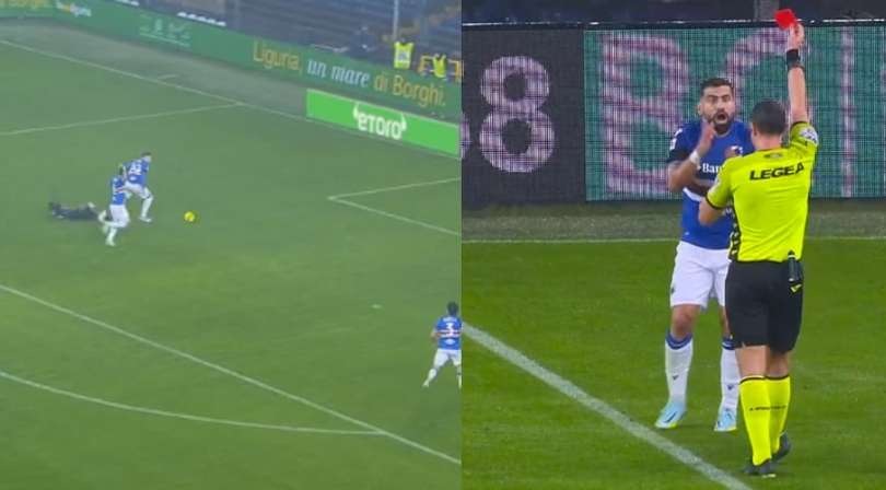 Sampdoria-Napoli, la doppia decisione di Abisso: prima rigore, poi espulsione. Proteste dei blucerchiati