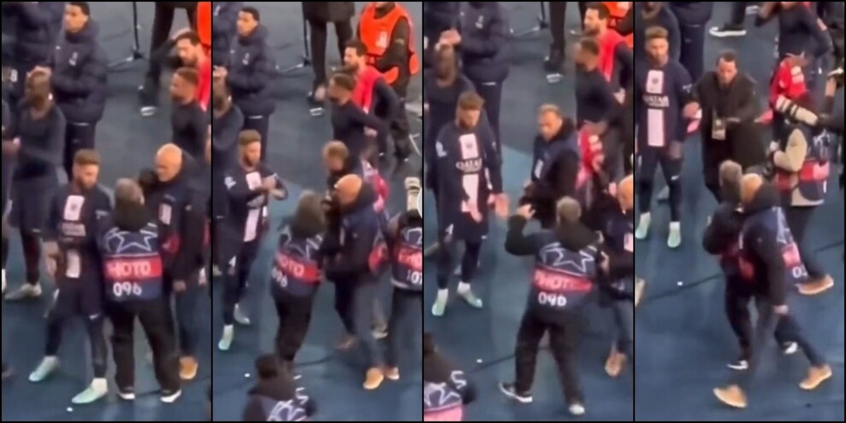 Sergio Ramos, spintoni ai fotografi dopo Psg-Bayern Monaco: rissa sfiorata