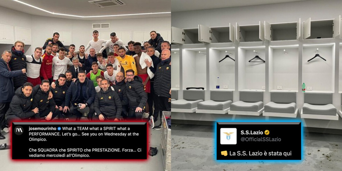 Lazio, foto sfottò alla Roma nello spogliatoio del Maradona dopo l'1-0 al Napoli