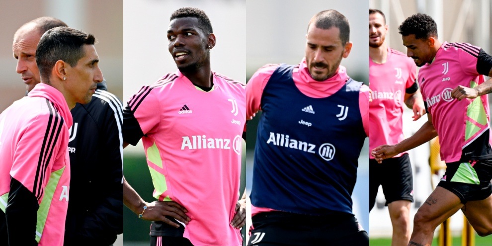 Juve in campo davanti ai tifosi: Pogba e Bonucci guardano allo Sporting