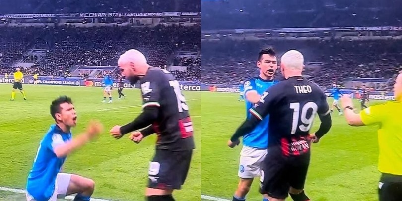 Theo Hernandez, esultanza in faccia a Lozano e rissa sfiorata in Milan-Napoli