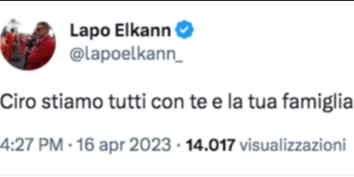 Lapo per Immobile: "Ciro, siamo tutti con te"