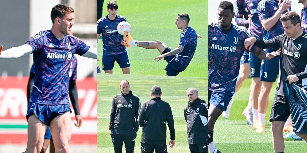 Vlahovic esulta, Pogba sfida Padoin e Di Maria fa il giocoliere: carica Juve per lo Sporting