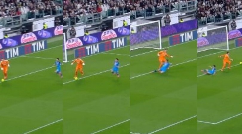 Szczesny, che dribbling a Lozano: brivido nel primo tempo di Juve-Napoli