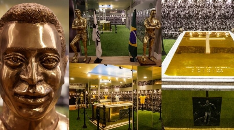 Pelé, il mausoleo con il corpo: statue in oro e magliette del Brasile