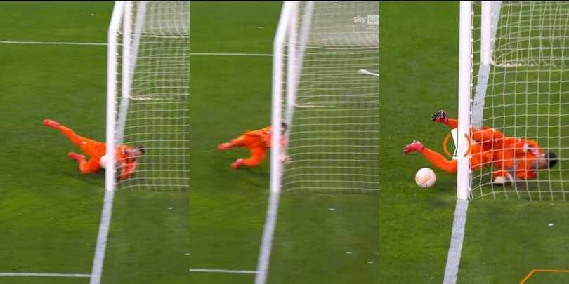 Szczesny, strepitosa parata sulla linea dopo il colpo di testa di Ocampos