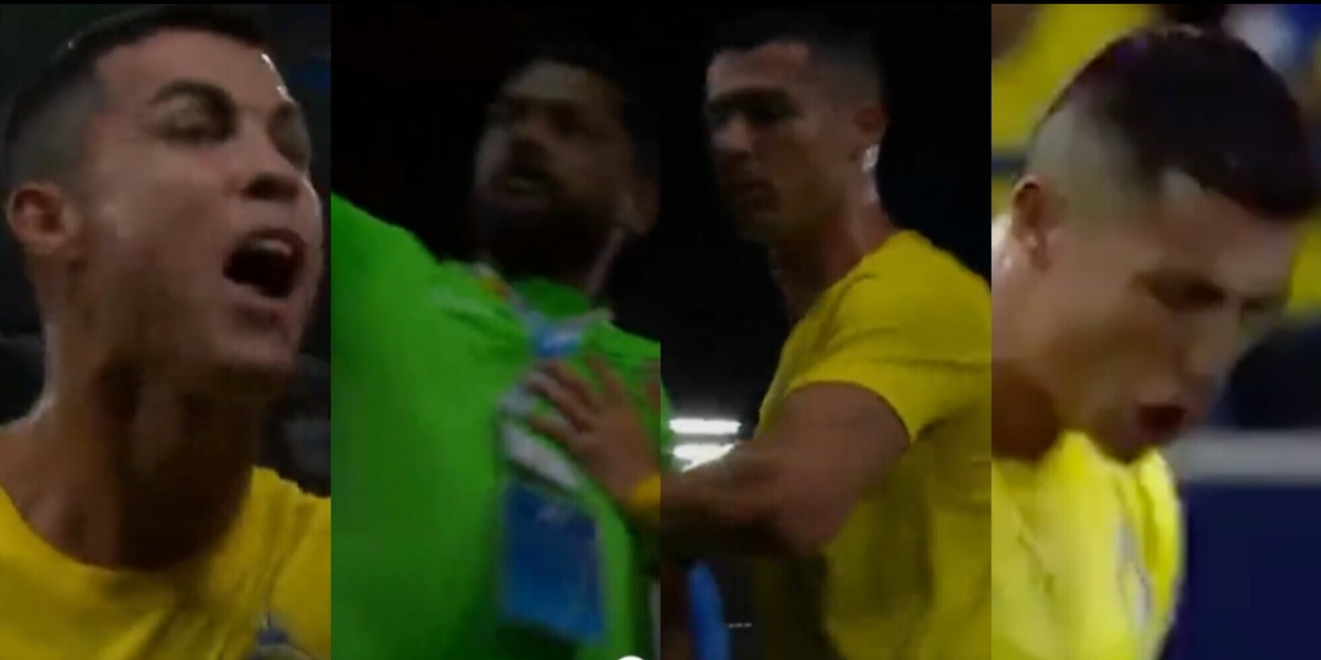 Cristiano Ronaldo furioso: urla contro l’arbitro e spinge via un tifoso