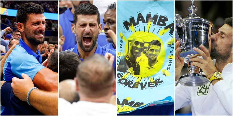 Djokovic re US Open: le lacrime, l'omaggio a Kobe, l'abbraccio ai figli