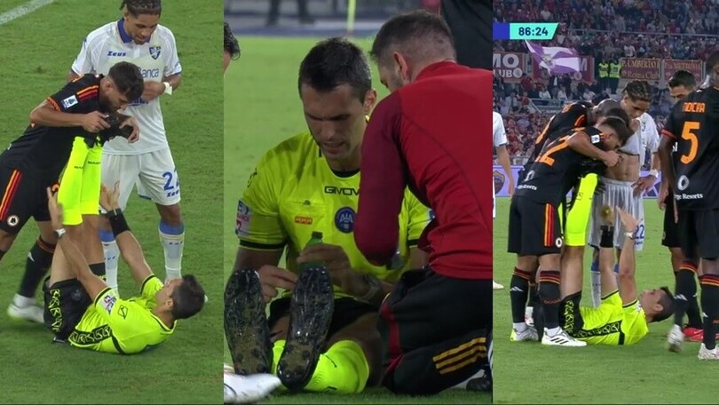 L’arbitro Marchetti infortunato durante Roma-Frosinone: cosa è successo