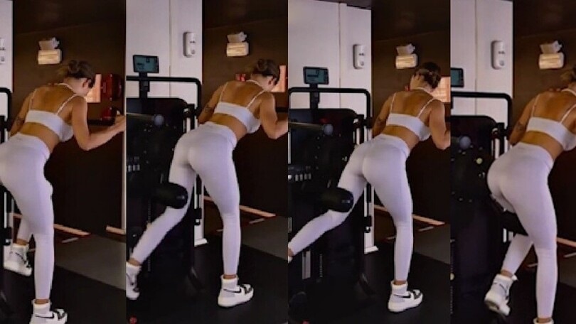 Lady Lautaro, l'allenamento in palestra si fa hot
