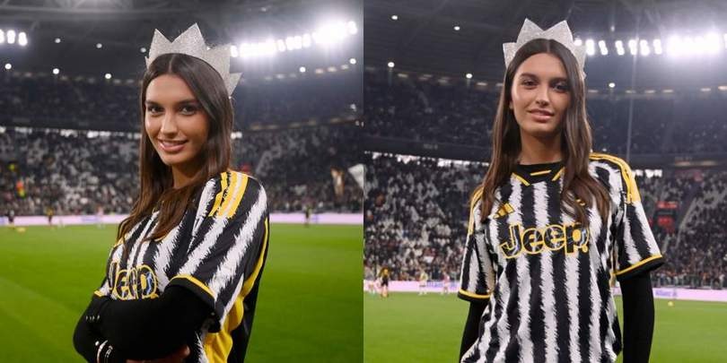Miss Italia cuore Juve: allo Stadium per Juve-Inter sfoggia la maglia bianconera