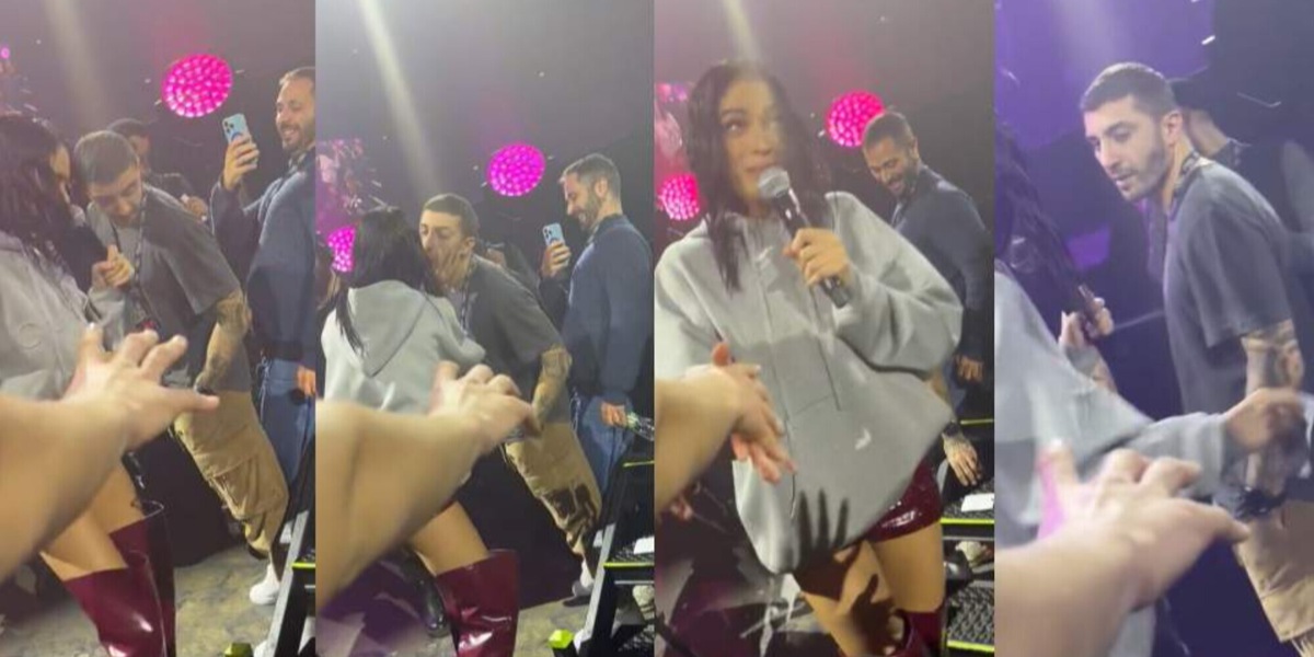 Elodie e il bigliettino misterioso per Iannone durante il concerto