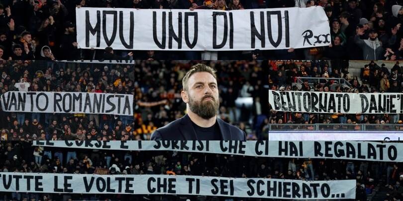 "Obrigado José, bentornato Daniè": Roma, gli striscioni per Mourinho e De Rossi