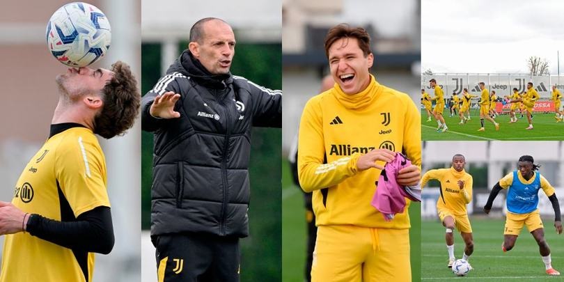 Vlahovic al bacio, Chiesa se la ride e Allegri predica calma: Juve in campo