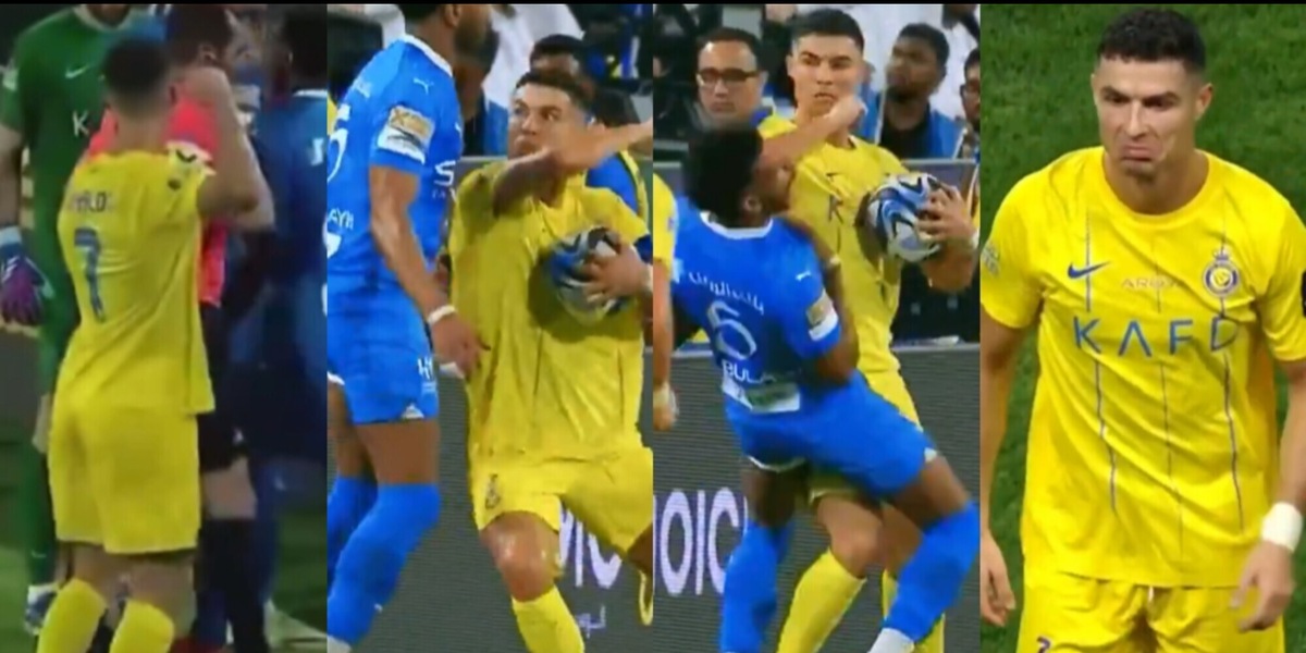 Cristiano Ronaldo fuori controllo: stende l'avversario e mima un pugno all’arbitro