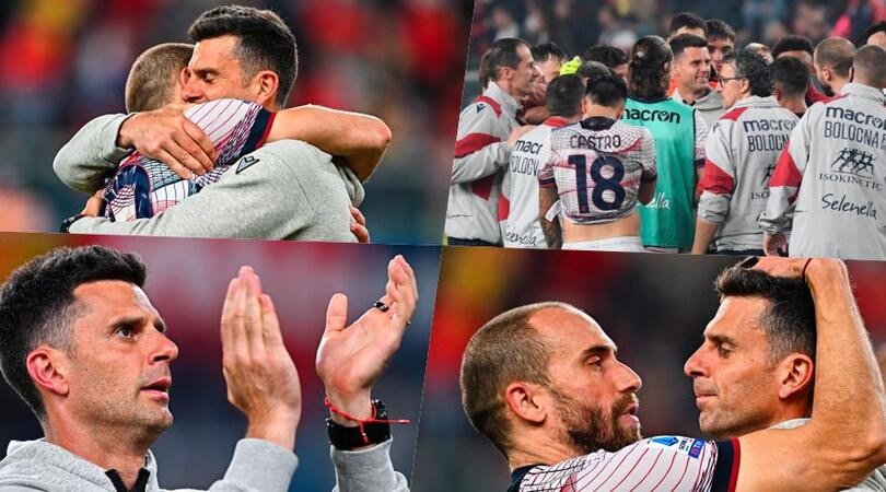 Thiago Motta e l’emozionante abbraccio con De Silvestri dopo l'ultima gara con il Bologna
