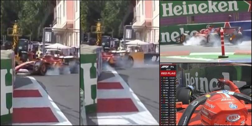 Ferrari, Leclerc si schianta sulle barriere